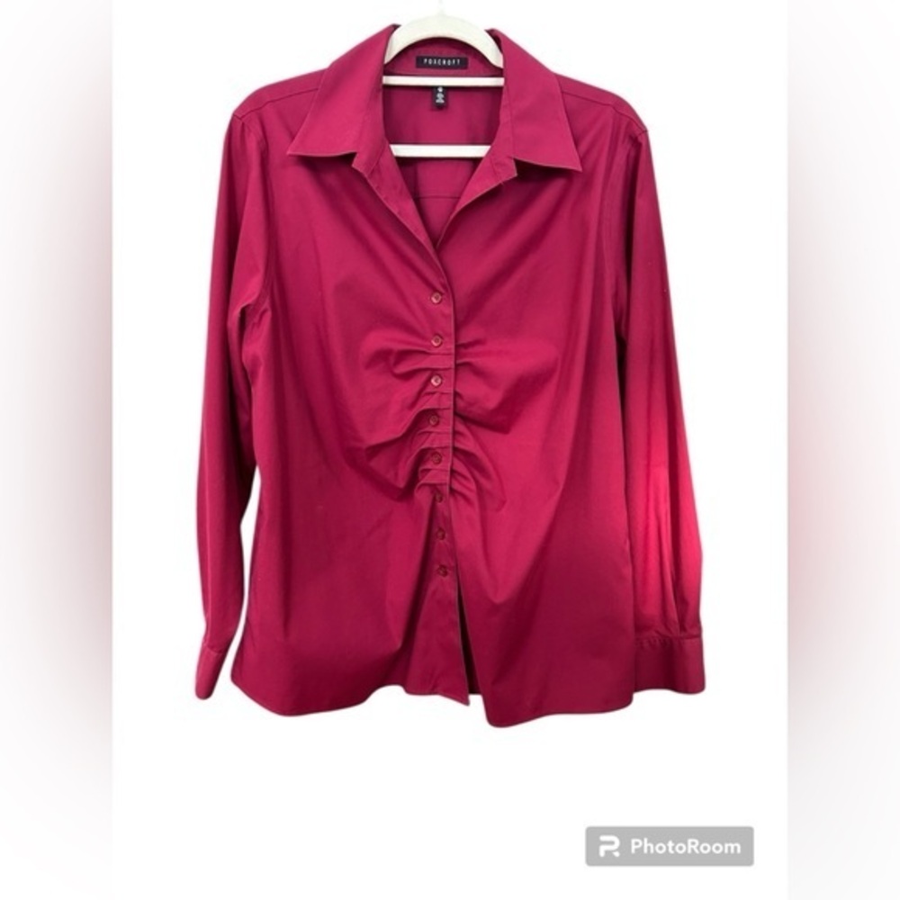 NWOT FoxCroft Ruched No Iron Shirt, 14 W